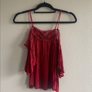 Off the shoulder lace ruffle top